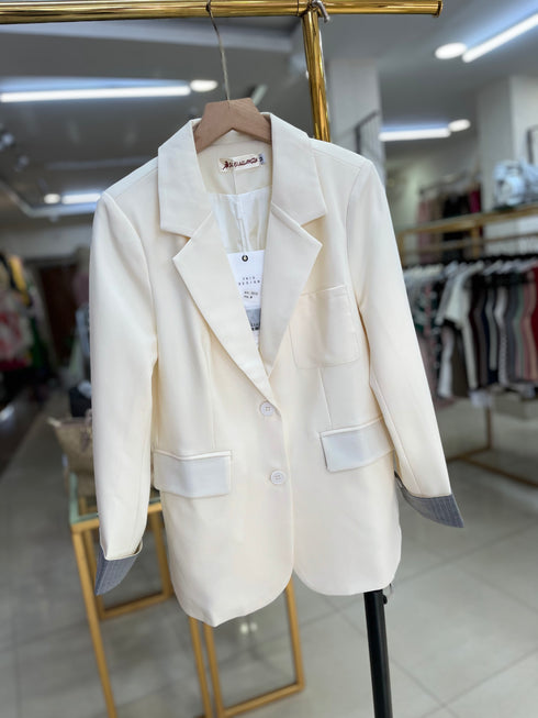 Single Breasted Folded Sleeves Blazer